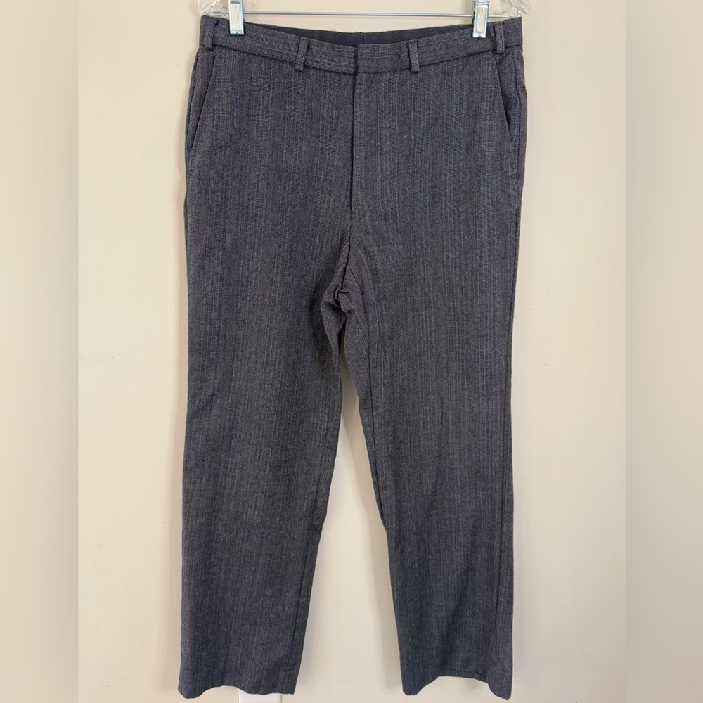 Gray plaid pure new wool trousers 32” waist FLAW